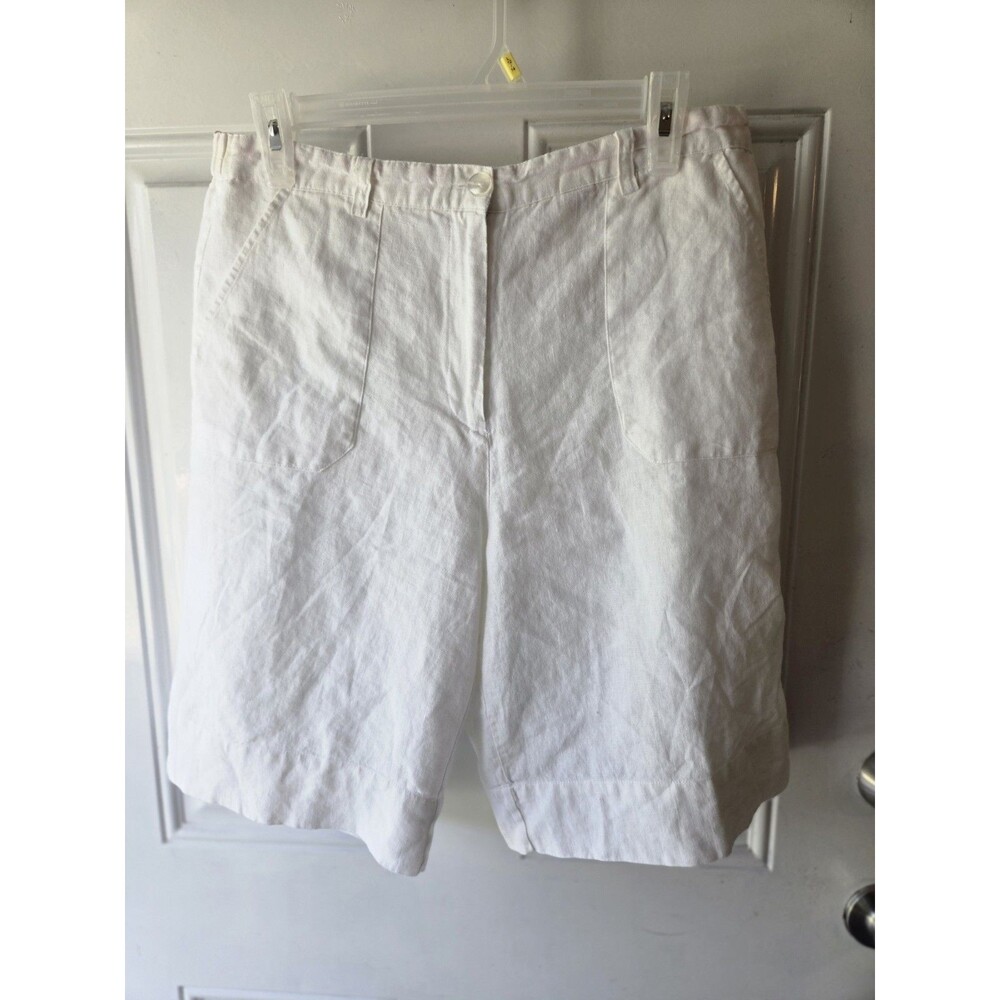 JM Collection Bermuda Shorts Linen For Women Size 10 Beachy Summertime